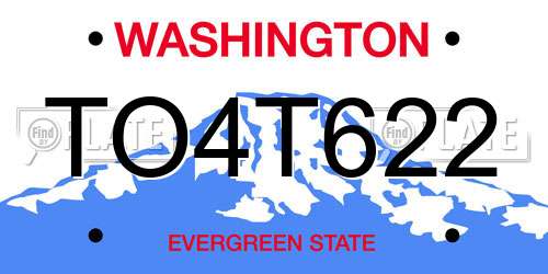 TO4T622 Washington License Plate