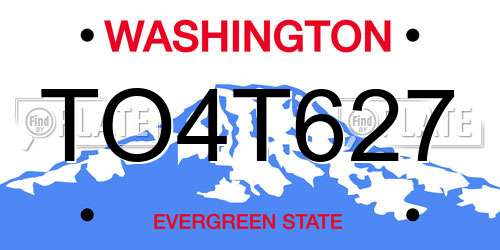 TO4T627 Washington License Plate
