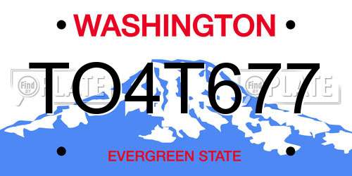 TO4T677 Washington License Plate