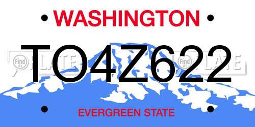 TO4Z622 Washington License Plate