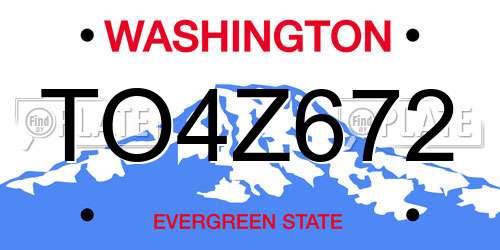 TO4Z672 Washington License Plate