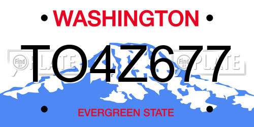 TO4Z677 Washington License Plate