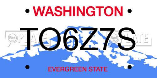 TO6Z7S Washington License Plate