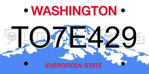 TO7E429 Washington License Plate