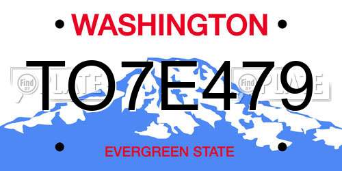 TO7E479 Washington License Plate