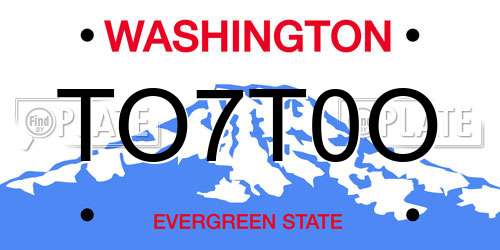 TO7T0O Washington License Plate