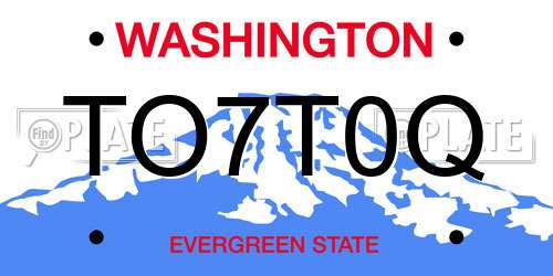 TO7T0Q Washington License Plate