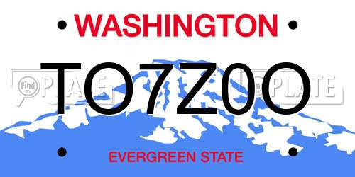 TO7Z0O Washington License Plate
