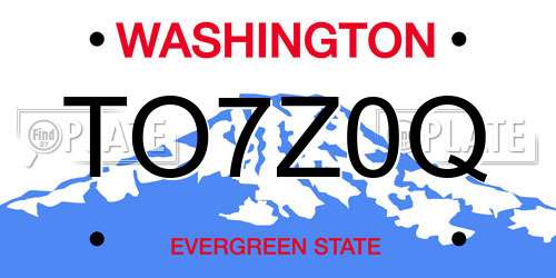 TO7Z0Q Washington License Plate