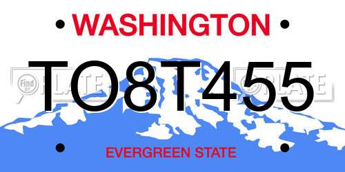 TO8T455 Washington License Plate