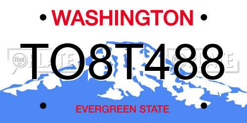 TO8T488 Washington License Plate