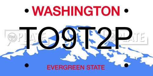 TO9T2P Washington License Plate