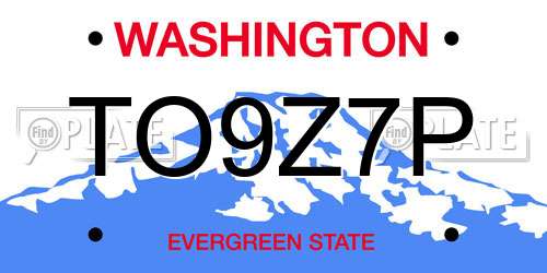 TO9Z7P Washington License Plate