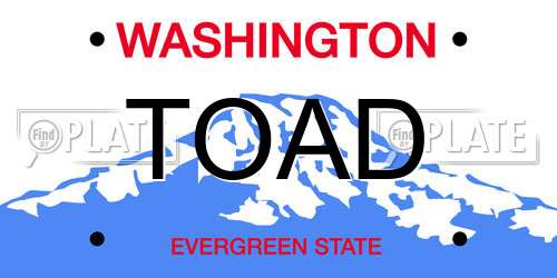 TOAD Washington License Plate