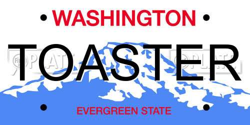 TOASTER Washington License Plate