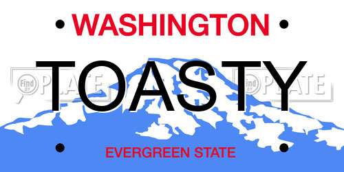 TOASTY Washington License Plate