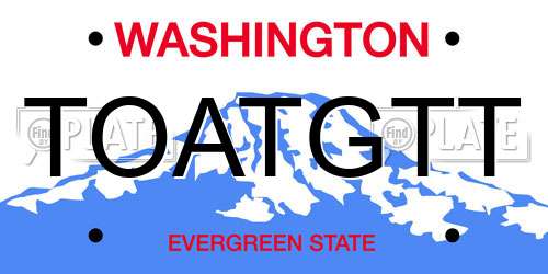 TOATGTT Washington License Plate