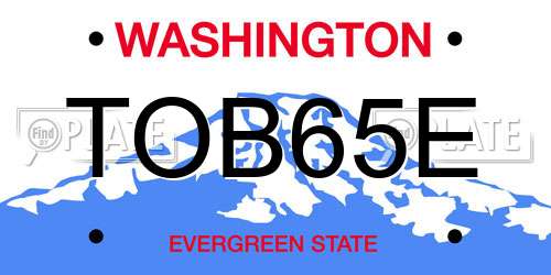 TOB65E Washington License Plate