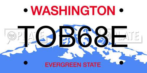 TOB68E Washington License Plate