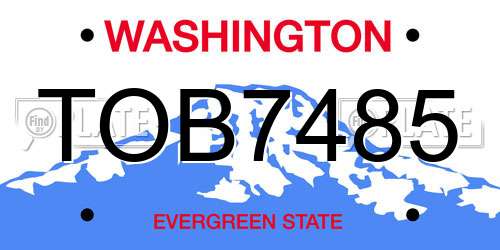 TOB7485 Washington License Plate