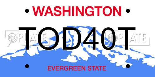 TOD40T Washington License Plate
