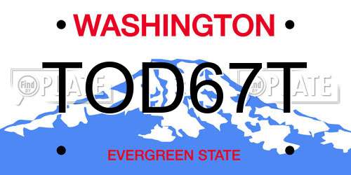 TOD67T Washington License Plate