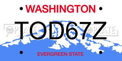 TOD67Z Washington License Plate