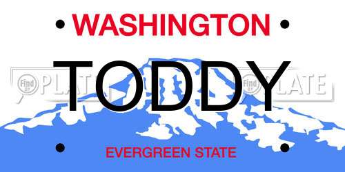 TODDY Washington License Plate