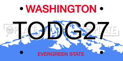 TODG27 Washington License Plate