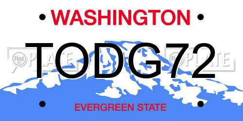 TODG72 Washington License Plate