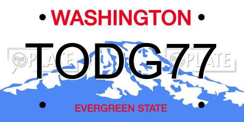TODG77 Washington License Plate