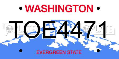 TOE4471 Washington License Plate