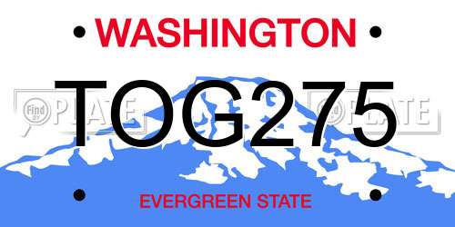 TOG275 Washington License Plate