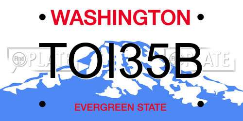TOI35B Washington License Plate