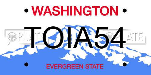TOIA54 Washington License Plate