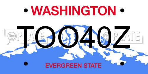 TOO40Z Washington License Plate