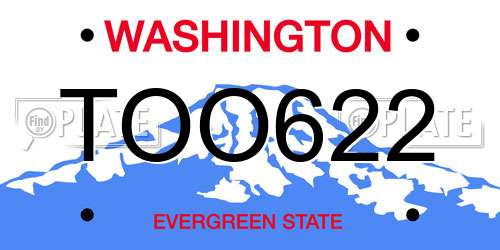 TOO622 Washington License Plate