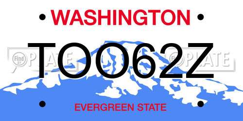 TOO62Z Washington License Plate