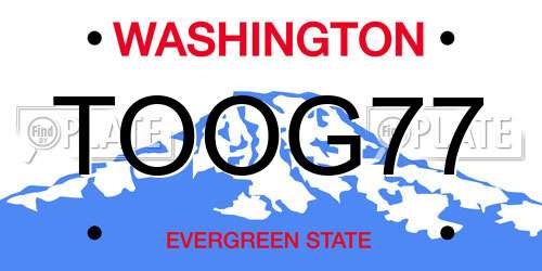 TOOG77 Washington License Plate