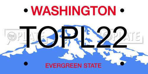 TOPL22 Washington License Plate