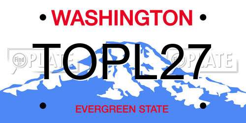 TOPL27 Washington License Plate