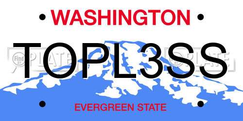 TOPL3SS Washington License Plate
