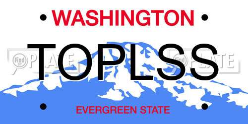 TOPLSS Washington License Plate