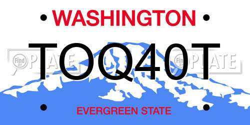 TOQ40T Washington License Plate