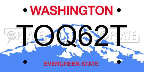 TOQ62T Washington License Plate