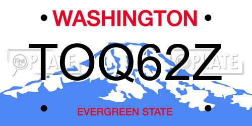 TOQ62Z Washington License Plate