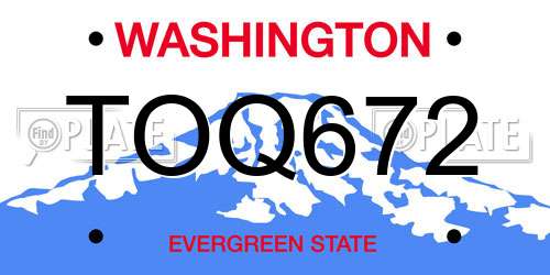 TOQ672 Washington License Plate