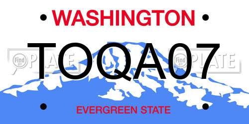 TOQA07 Washington License Plate