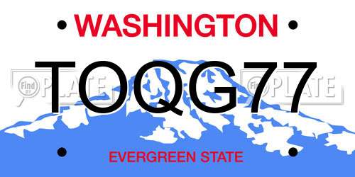 TOQG77 Washington License Plate