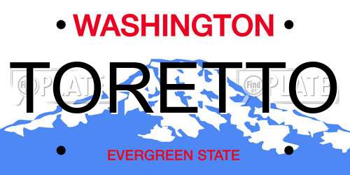 TORETTO Washington License Plate